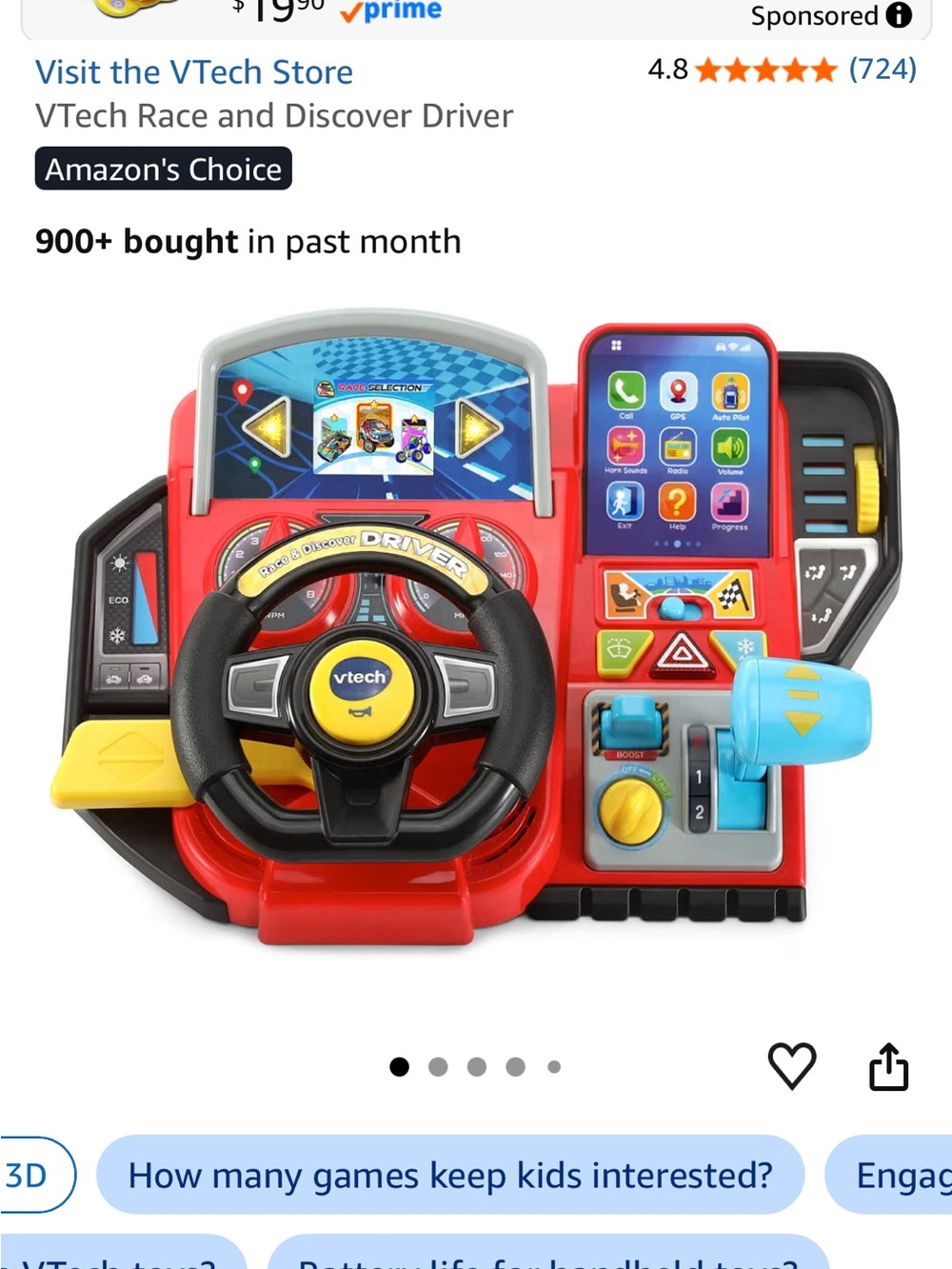 VTech Kids Driving Playset - Red and Black Interactive Steering Wheel